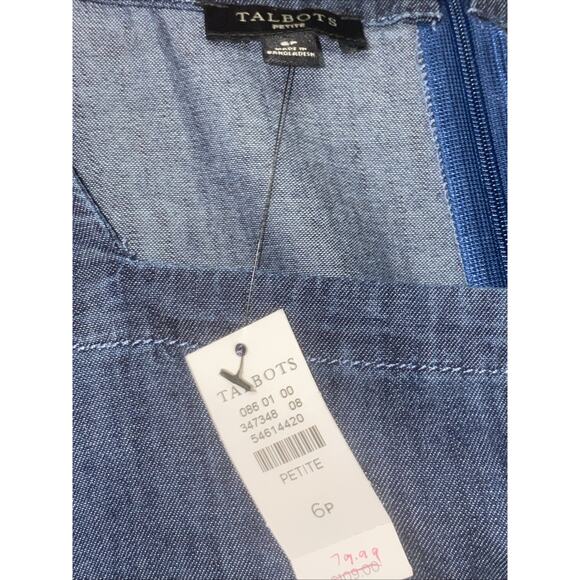 NWT Talbots Chambray Blue Denim Shift Square Neck Lightweight Dress Size 6P - Picture 4 of 7